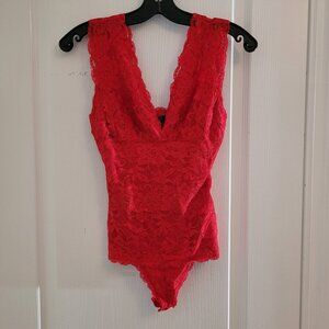 GUESS Women's Red Lace Bodysuit